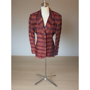 Vintage Christian Dior Abstract Pattern Blazer Size 4 – Rare 90s Fall Colors Mid
